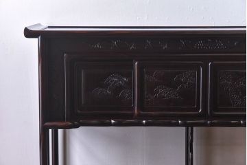 アンティーク家具　黒檀無垢材使用!　高級感と気品漂う飾り棚(茶棚、戸棚)