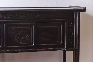 アンティーク家具　黒檀無垢材使用!　高級感と気品漂う飾り棚(茶棚、戸棚)