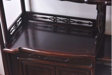 アンティーク家具　黒檀無垢材使用!　高級感と気品漂う飾り棚(茶棚、戸棚)