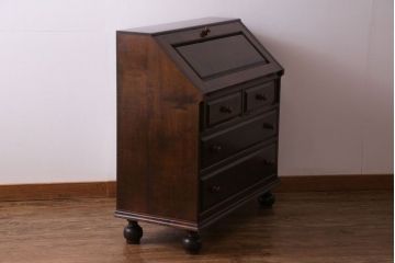 中古美品　松本民芸家具　H型ボールフットライティングビューロー(ワークデスク、在宅ワーク、在宅用)(1)