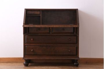 中古美品　松本民芸家具　H型ボールフットライティングビューロー(ワークデスク、在宅ワーク、在宅用)(1)