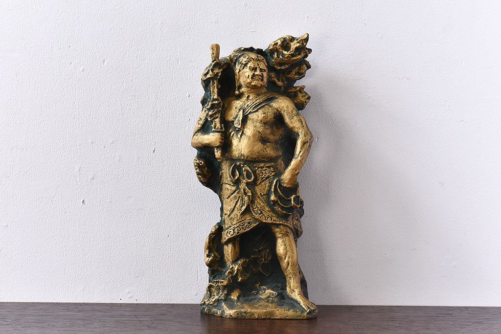 アンティーク雑貨　北村西望作 不動明王ブロンズ像 (箱付)