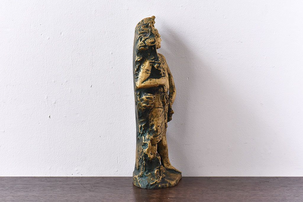 アンティーク雑貨　北村西望作 不動明王ブロンズ像 (箱付)