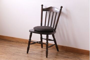 中古美品　北海道民芸家具　HM626 挽き物装飾が美しいウィンザーチェア(椅子、ダイニングチェア、ワークチェア、ウインザーチェア)(定価約7万円)(3)