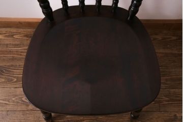 中古美品　北海道民芸家具　HM626 挽き物装飾が美しいウィンザーチェア(椅子、ダイニングチェア、ワークチェア、ウインザーチェア)(定価約7万円)