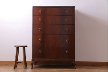 アンティーク家具　イギリスアンティーク　艶やかなマホガニー材が魅力のチェスト(引き出し、ドロワー)