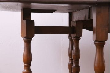 ヴィンテージ家具　ビンテージ　オーク材　挽き物の脚が美しいゲートレッグテーブル(バタフライテーブル、エクステンションテーブル)