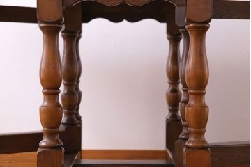 ヴィンテージ家具　ビンテージ　オーク材　挽き物の脚が美しいゲートレッグテーブル(バタフライテーブル、エクステンションテーブル)