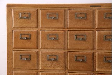 レトロ家具　昭和レトロ　ネームプレート付き 便利なカードケース(引き出し、チェスト、ドロワー、図書館、図書室)