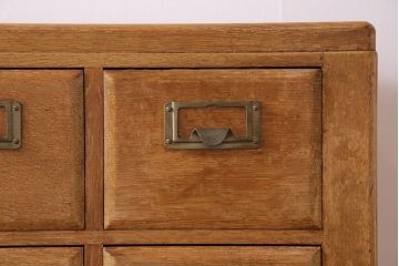 レトロ家具　昭和レトロ　ネームプレート付き 便利なカードケース(引き出し、チェスト、ドロワー、図書館、図書室)