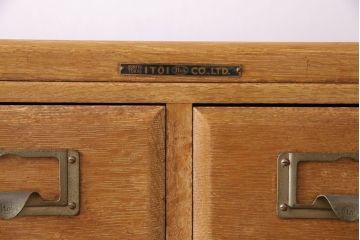 レトロ家具　昭和レトロ　ネームプレート付き 便利なカードケース(引き出し、チェスト、ドロワー、図書館、図書室)