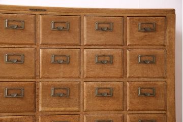 レトロ家具　昭和レトロ　ネームプレート付き 便利なカードケース(引き出し、チェスト、ドロワー、図書館、図書室)