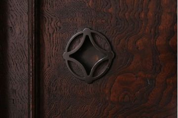 アンティーク家具　和製アンティーク　超希少!前面ケヤキ玉杢無垢材　関西帳場箪笥(時代箪笥、帳戸棚)