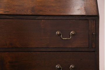 アンティーク家具　イギリスアンティーク　ステンドグラスがおしゃれな大型ビューローブックケース(簿記机、本棚、チェスト)