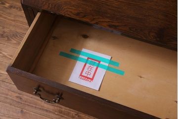 アンティーク家具　イギリスアンティーク　ステンドグラスがおしゃれな大型ビューローブックケース(簿記机、本棚、チェスト)