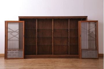 アンティーク家具　組子の書院戸を使用した和の雰囲気を高めるオリジナルキャビネット(戸棚、飾り棚)