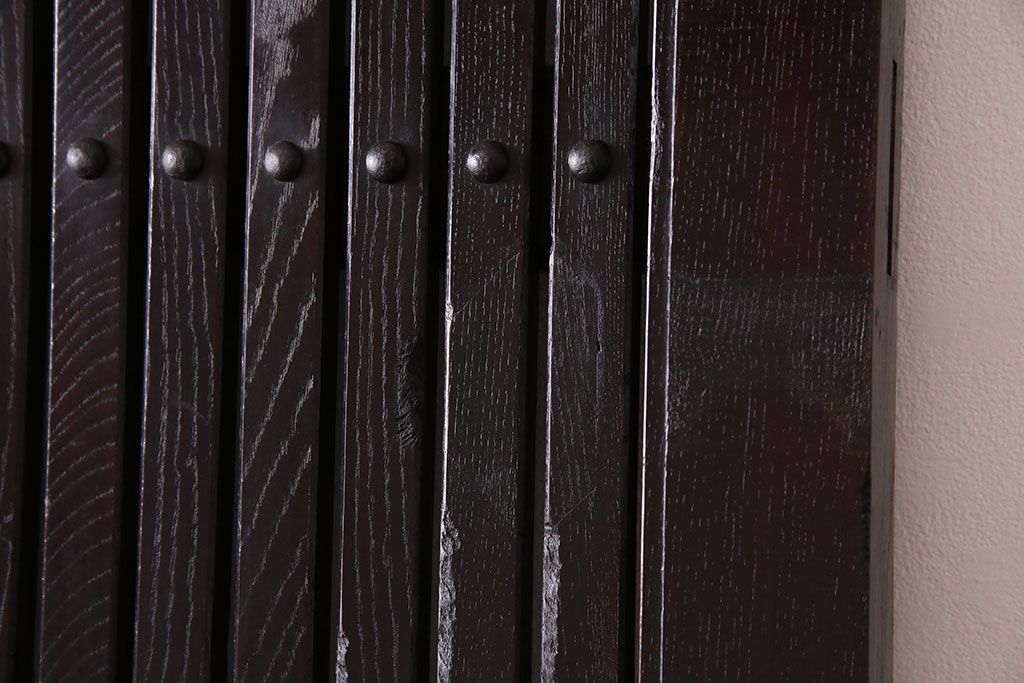 和製アンティーク　総ケヤキ材　堂々とした佇まいの富山蔵戸(引き戸、建具、玄関戸)