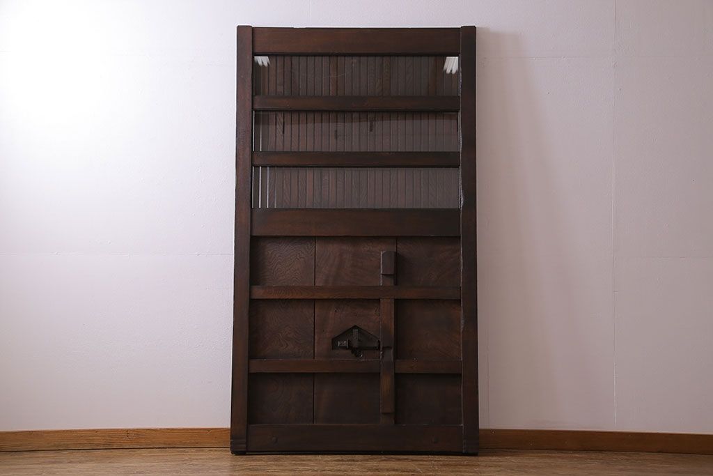 和製アンティーク　総ケヤキ材　堂々とした佇まいの富山蔵戸(引き戸、建具、玄関戸)