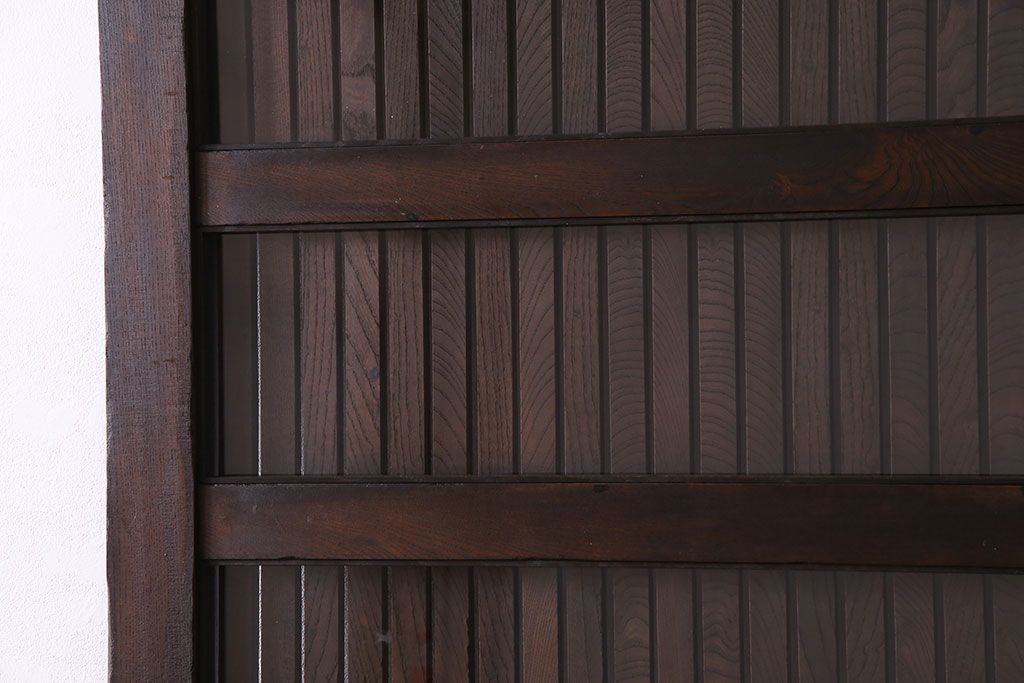 和製アンティーク　総ケヤキ材　堂々とした佇まいの富山蔵戸(引き戸、建具、玄関戸)