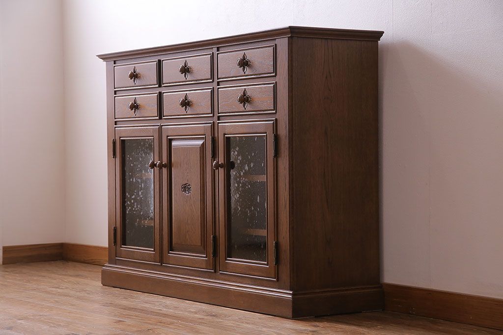 取付無料！葉山家具 勇峰工芸 天然木おしゃれアンティーク調花柄サイドボード ✨ 取付無料！葉山家具 勇峰工芸 天然木おしゃれアンティーク調花柄サイド