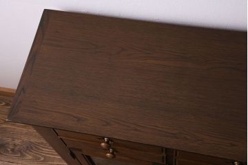 中古　旭川家具　勇峰工芸　フローラシリーズ　ナラ材サイドボード(戸棚、リビングボード)