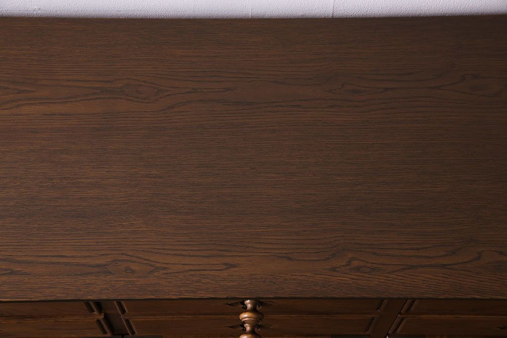 中古　旭川家具　勇峰工芸　フローラシリーズ　ナラ材サイドボード(戸棚、リビングボード)