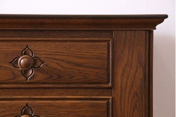 中古　旭川家具　勇峰工芸　フローラシリーズ　ナラ材サイドボード(戸棚、リビングボード)