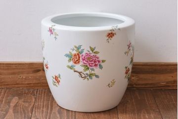 アンティーク雑貨　ノリタケ(日陶・則武)　華やかな色遣いの壱型火鉢(手あぶり、鉢カバー)(2)