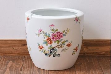 アンティーク雑貨　ノリタケ(日陶・則武)　華やかな色遣いの壱型火鉢(手あぶり、鉢カバー)(2)