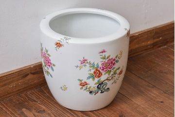 アンティーク雑貨　ノリタケ(日陶・則武)　華やかな色遣いの壱型火鉢(手あぶり、鉢カバー)(2)