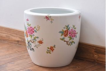 アンティーク雑貨　ノリタケ(日陶・則武)　華やかな色遣いの壱型火鉢(手あぶり、鉢カバー)(2)