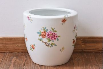 アンティーク雑貨　ノリタケ(日陶・則武)　華やかな色遣いの壱型火鉢(手あぶり、鉢カバー)(2)