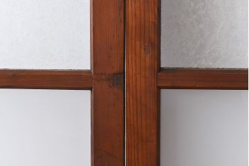 昭和レトロ　すりガラスと結霜ガラスを組み合わせたシンプルなガラス戸(引き戸、建具)4枚セット