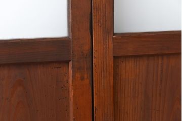 昭和レトロ　すりガラスと結霜ガラスを組み合わせたシンプルなガラス戸(引き戸、建具)4枚セット