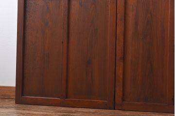 昭和レトロ　すりガラスと結霜ガラスを組み合わせたシンプルなガラス戸(引き戸、建具)4枚セット