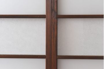 昭和レトロ　すりガラスと結霜ガラスを組み合わせたシンプルなガラス戸(引き戸、建具)4枚セット