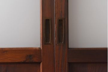 昭和レトロ　すりガラスと結霜ガラスを組み合わせたシンプルなガラス戸(引き戸、建具)4枚セット