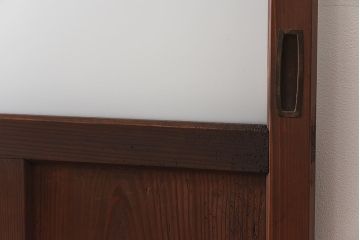 昭和レトロ　すりガラスと結霜ガラスを組み合わせたシンプルなガラス戸(引き戸、建具)4枚セット