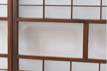 昭和期　落ち着いた和の雰囲気を感じられるガラス障子戸(格子戸、ガラス戸、引き戸、建具)4枚セット