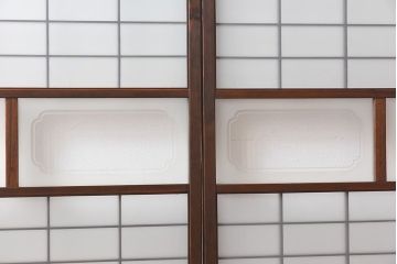 昭和期　落ち着いた和の雰囲気を感じられるガラス障子戸(格子戸、ガラス戸、引き戸、建具)4枚セット
