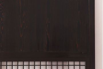 和製アンティーク　細い桟の格子が上品な帯戸(ガラス帯戸、引き戸、格子戸、建具)2枚セット