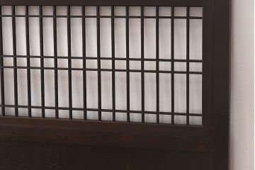 和製アンティーク　細い桟の格子が上品な帯戸(ガラス帯戸、引き戸、格子戸、建具)2枚セット