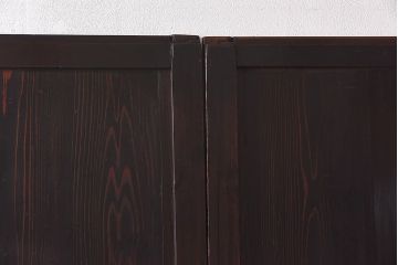 和製アンティーク　細い桟の格子が上品な帯戸(ガラス帯戸、引き戸、格子戸、建具)2枚セット