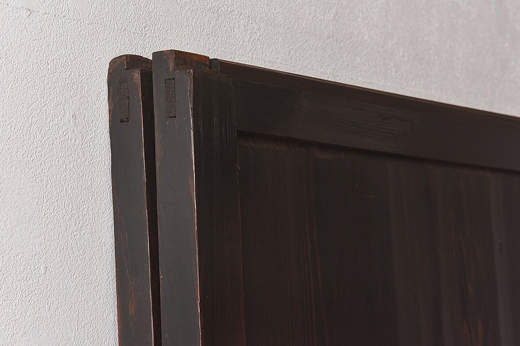 和製アンティーク　細い桟の格子が上品な帯戸(ガラス帯戸、引き戸、格子戸、建具)2枚セット