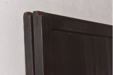 和製アンティーク　細い桟の格子が上品な帯戸(ガラス帯戸、引き戸、格子戸、建具)2枚セット