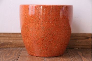 アンティーク雑貨　ノリタケ・則武(日陶)　オールドノリタケ　砂地橙色火鉢(鉢カバー)(3)