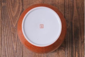 アンティーク雑貨　ノリタケ・則武(日陶)　オールドノリタケ　砂地橙色火鉢(鉢カバー)(3)