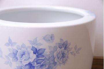 アンティーク雑貨　ノリタケ・則武(日陶)　オールドノリタケ　ブルーローズ　染付火鉢(鉢カバー)
