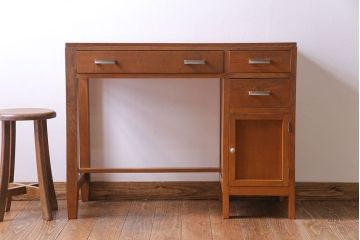 レトロ家具　昭和レトロ　スリムなサイズが使いやすい片袖デスク(平机、在宅ワーク、在宅用デスク、コンソールテーブル、サイドテーブル)(1)