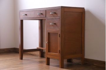レトロ家具　昭和レトロ　スリムなサイズが使いやすい片袖デスク(平机、在宅ワーク、在宅用デスク、コンソールテーブル、サイドテーブル)(1)